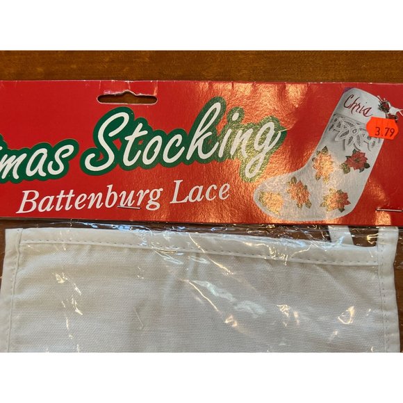 Vintage Westwater Battenburg Lace Christmas Stocking NEW NOS - Picture 4 of 4